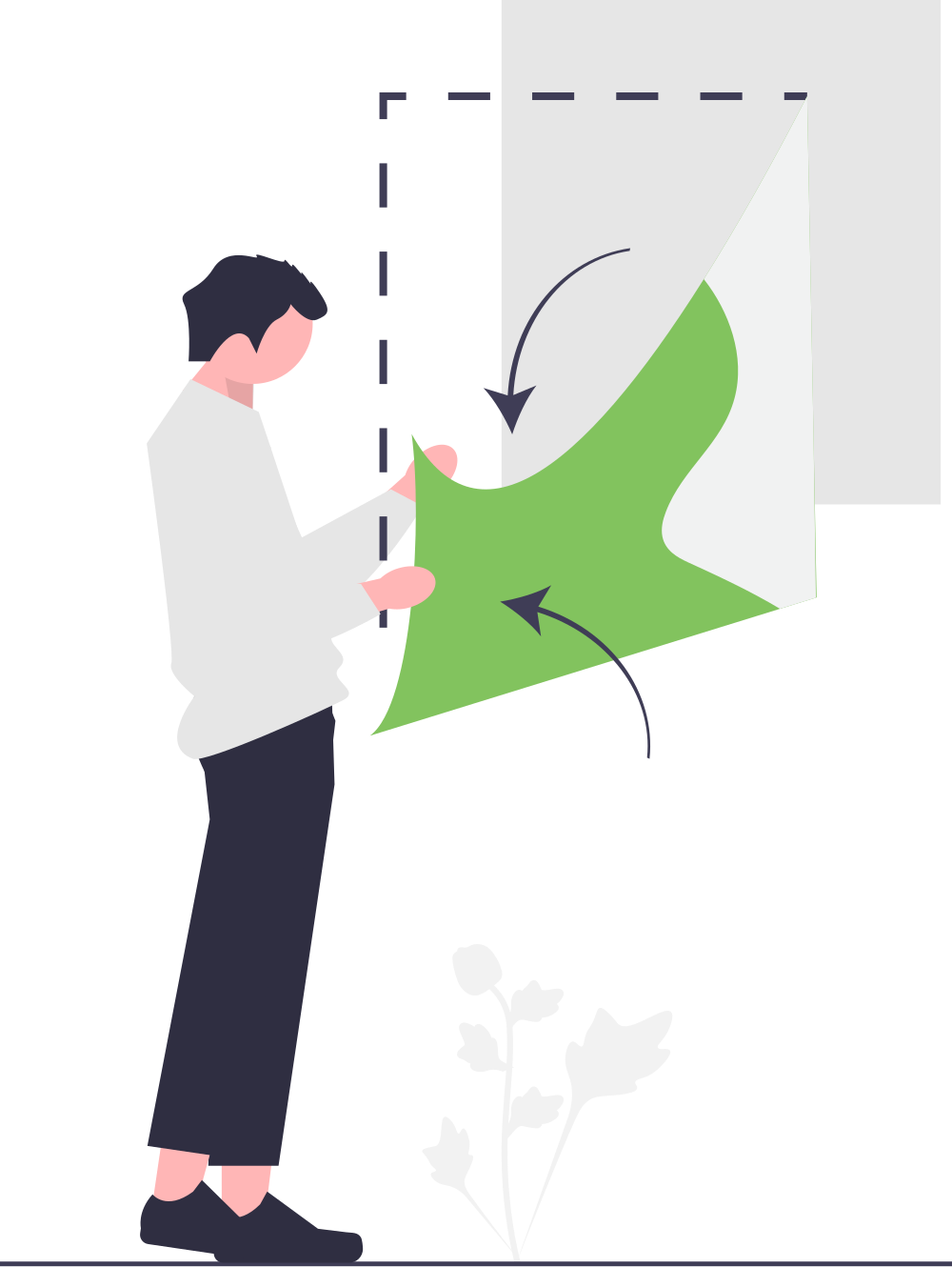 man changing a poster