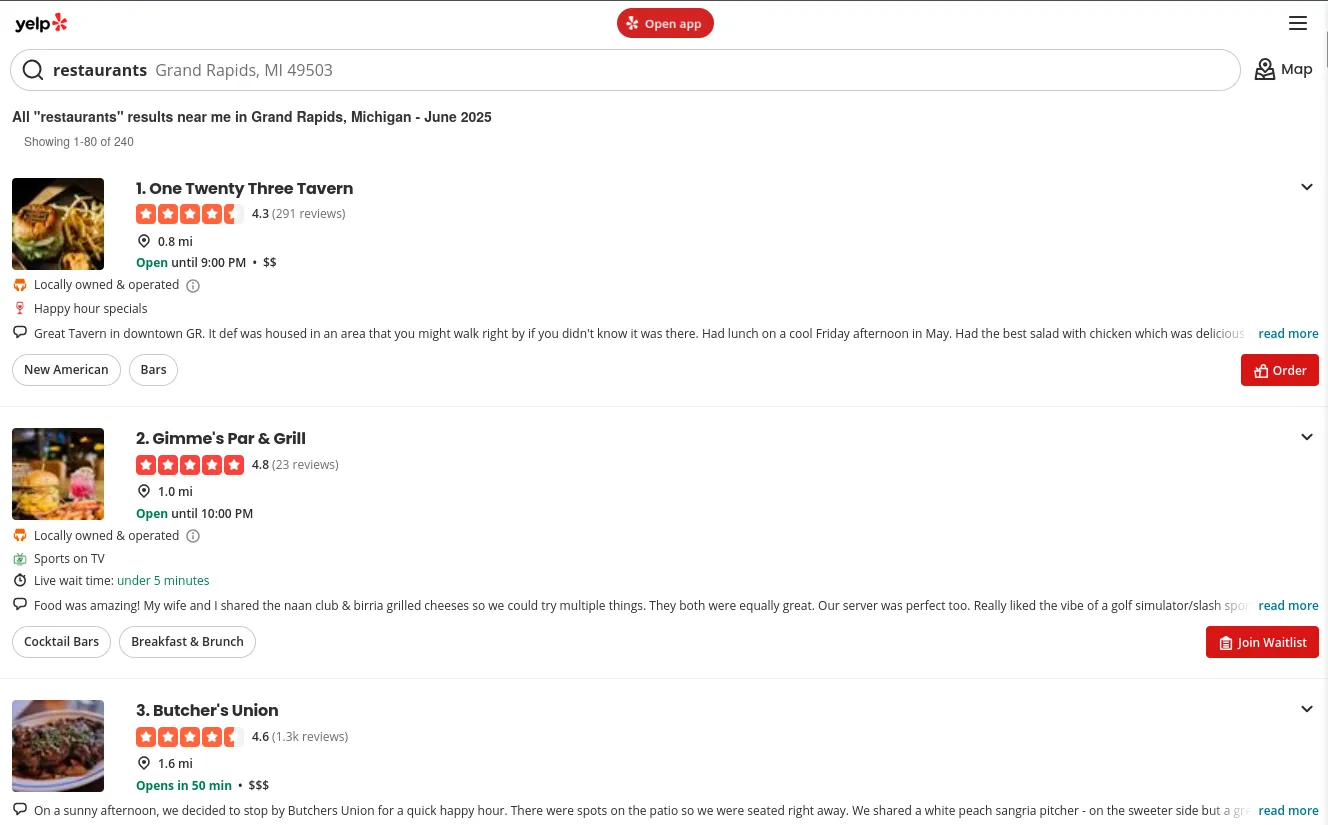 yelp results example