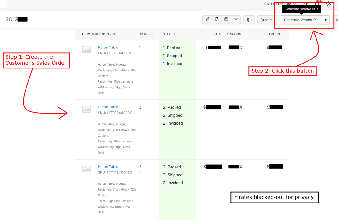 Zoho Books Sales Order Screen